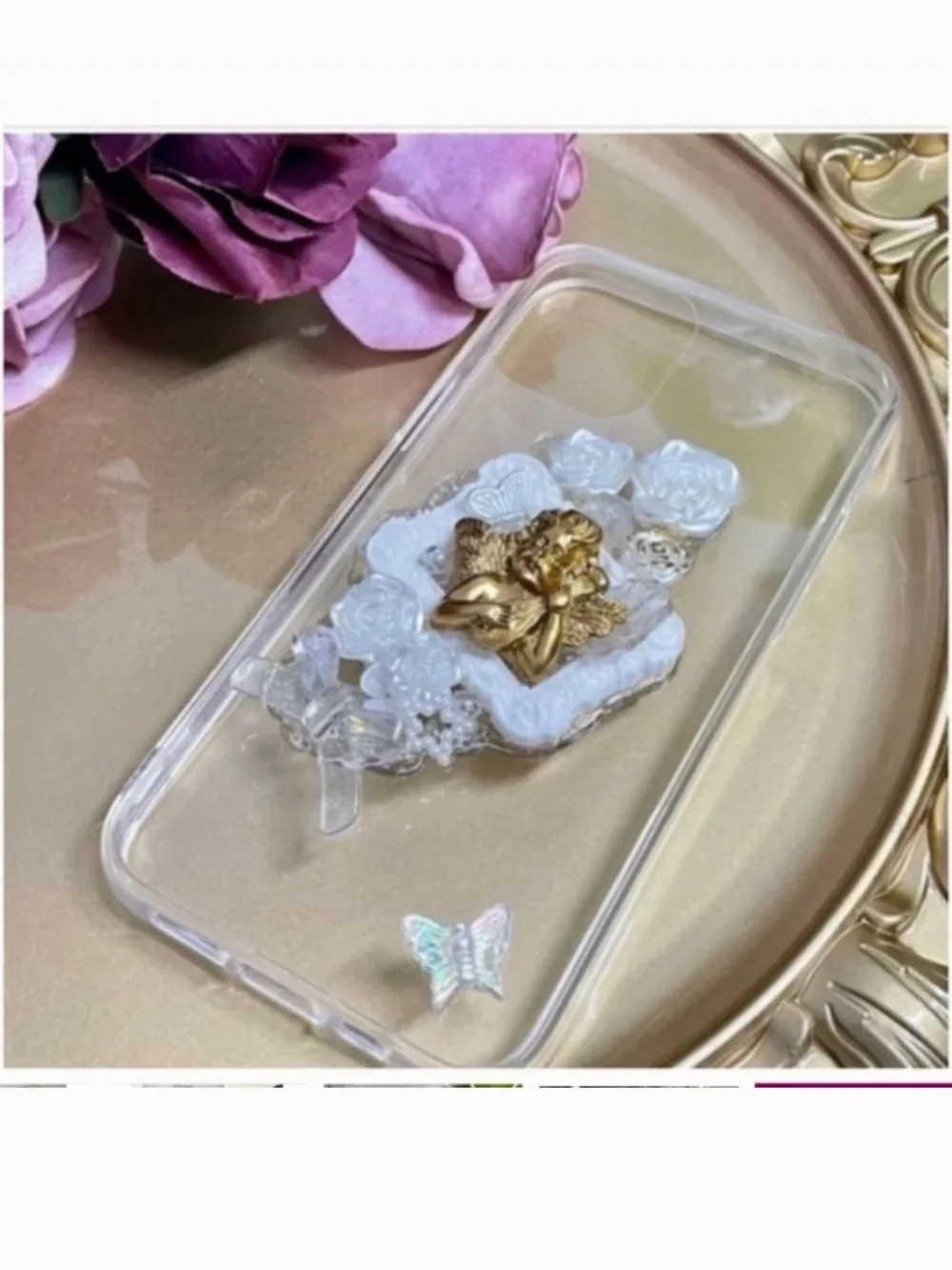 2 items .iPhone 12/12pro Baroque angel Phone Case, Handmade